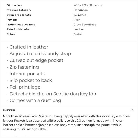 'RADLEY LONDON' 'SCOTTIE' LEATHER TOP ZIP CROSSBODY BAG CONCEAL KEY FOB - Picture 15 of 16